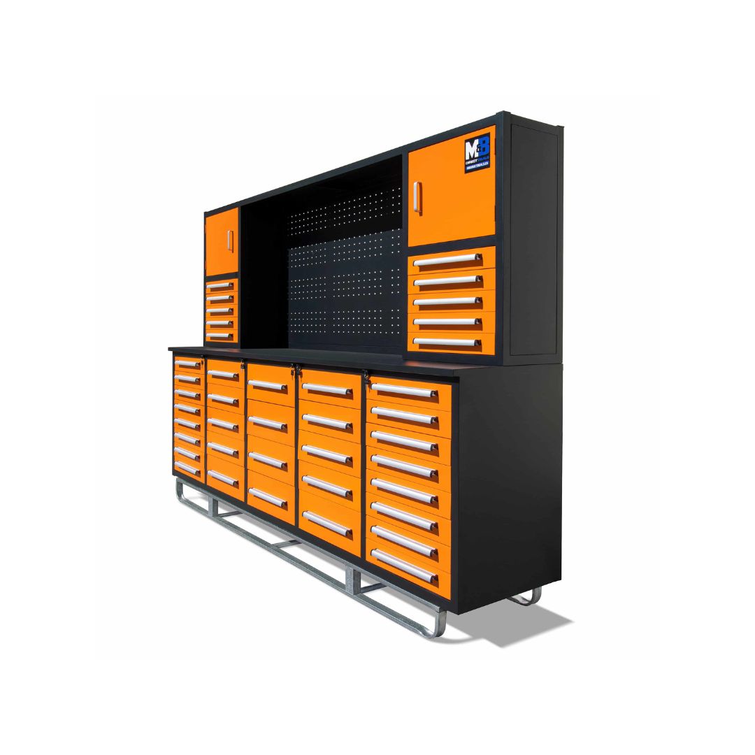 M&B | 10&rsquo; Workbench Cabinet with 40 Drawers - Container Express Services PTY LTD