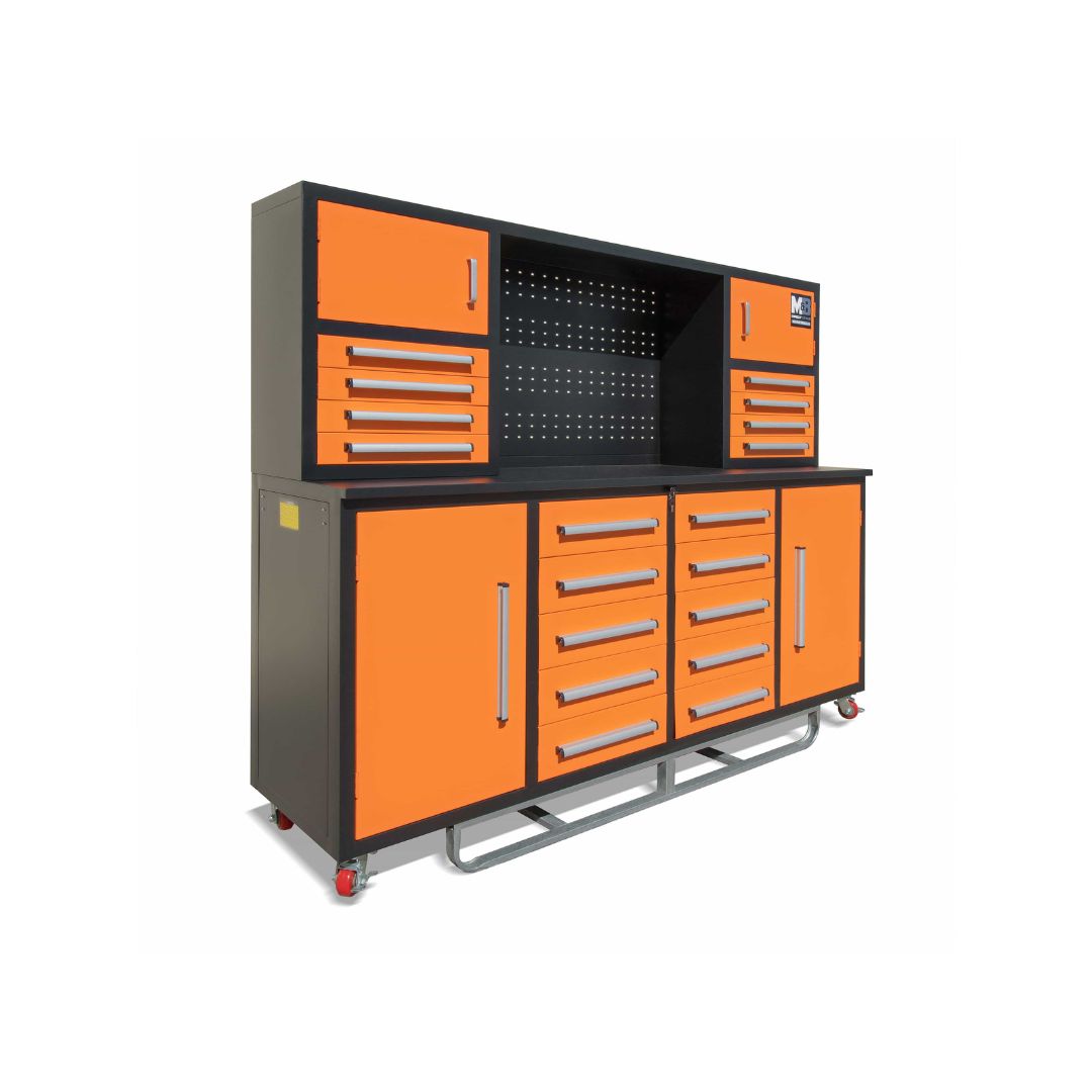 M&B | 7&rsquo; Workbench Cabinet with 18 Drawers - Container Express Services PTY LTD